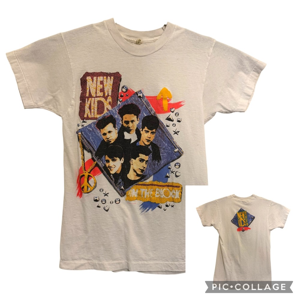 New Kids On The Block NKOTB Shirt VTG 1990 Screen Stars White Large Fits XS Thin
